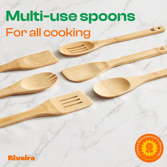 Natural Bamboo Kitchen Utensil Set 6 Piece | Nonstick Safe β UAE