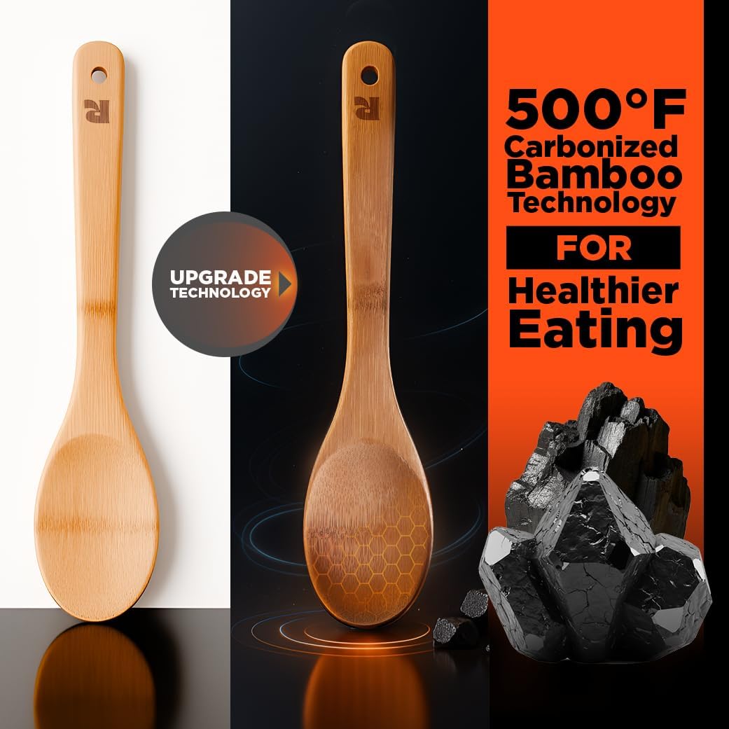 Dark Bamboo Kitchen Utensil Set 6 Piece | Nonstick Safe – UAE