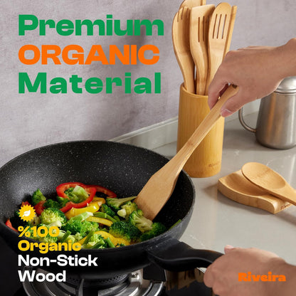 Natural Bamboo Kitchen Utensil Set 6 Piece | Nonstick Safe – UAE