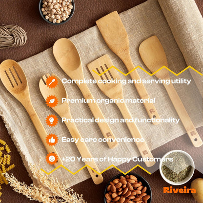Natural Bamboo Kitchen Utensil Set 6 Piece | Nonstick Safe – UAE